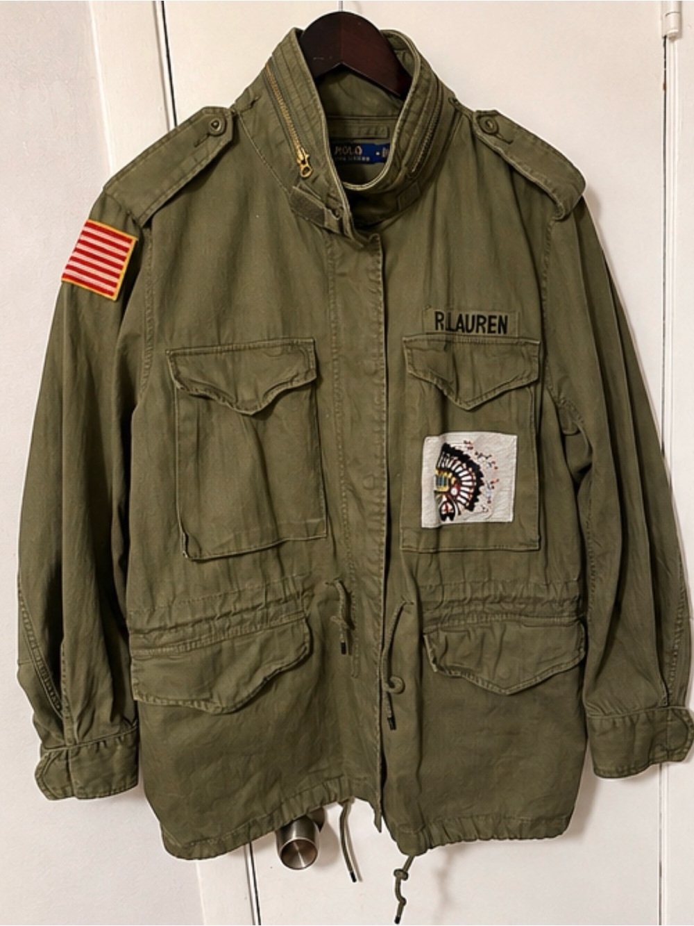 Polo Ralph Lauren M65 Field Jacket Army Green Herringbone Military Sz Medium